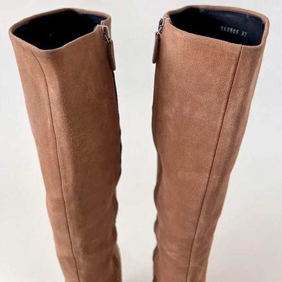 GUCCI | Lillian Horsebit Beige Tan Suede Leather Tall Knee High Heel Boot EU 37 - Picture 5 of 16